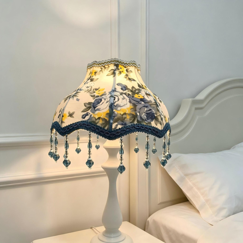 Abazur od florralnog platna za princezu, s velikom E27 vijčanom bazom, dodatak cvjetni pupoljak viseći abažur – baza lampe nije uključena