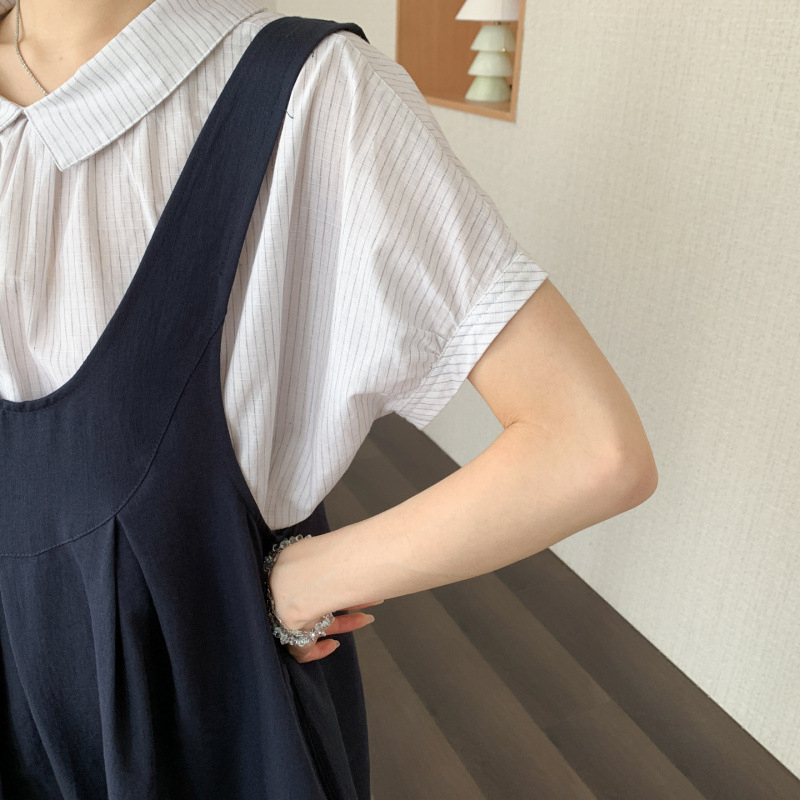 Set trudničke ljetne haljine – korejski stil, opušteni kratki rukav i haljina na trakice, dvodijelni set