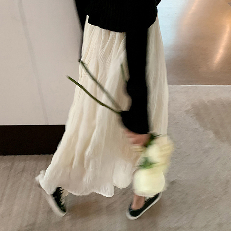 Trudnička šifon midi A-linija suknja, slobodan kroj, korejski stil