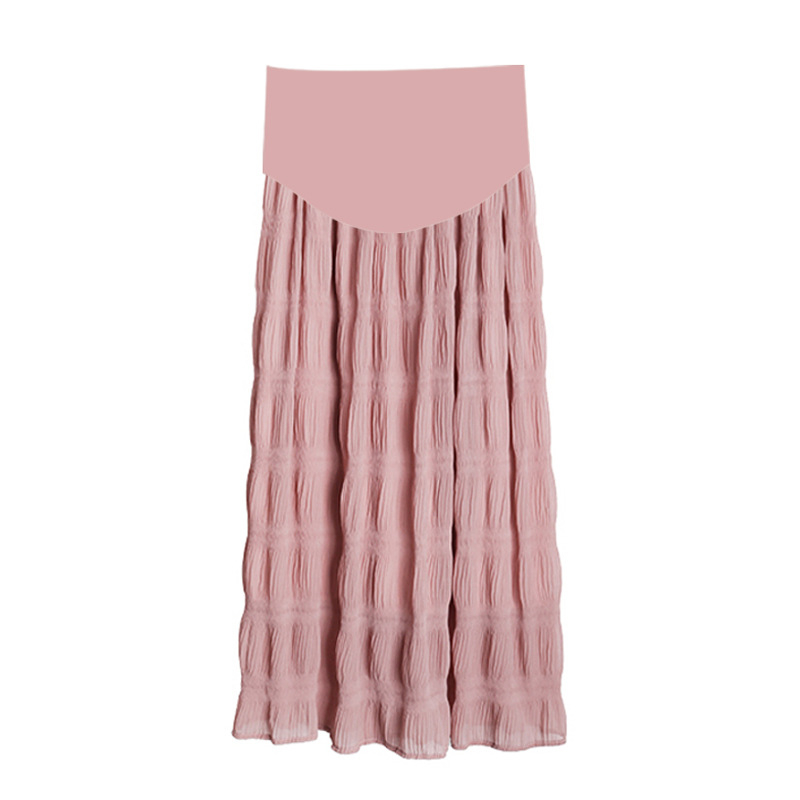 Trudnička šifon midi A-linija suknja, slobodan kroj, korejski stil