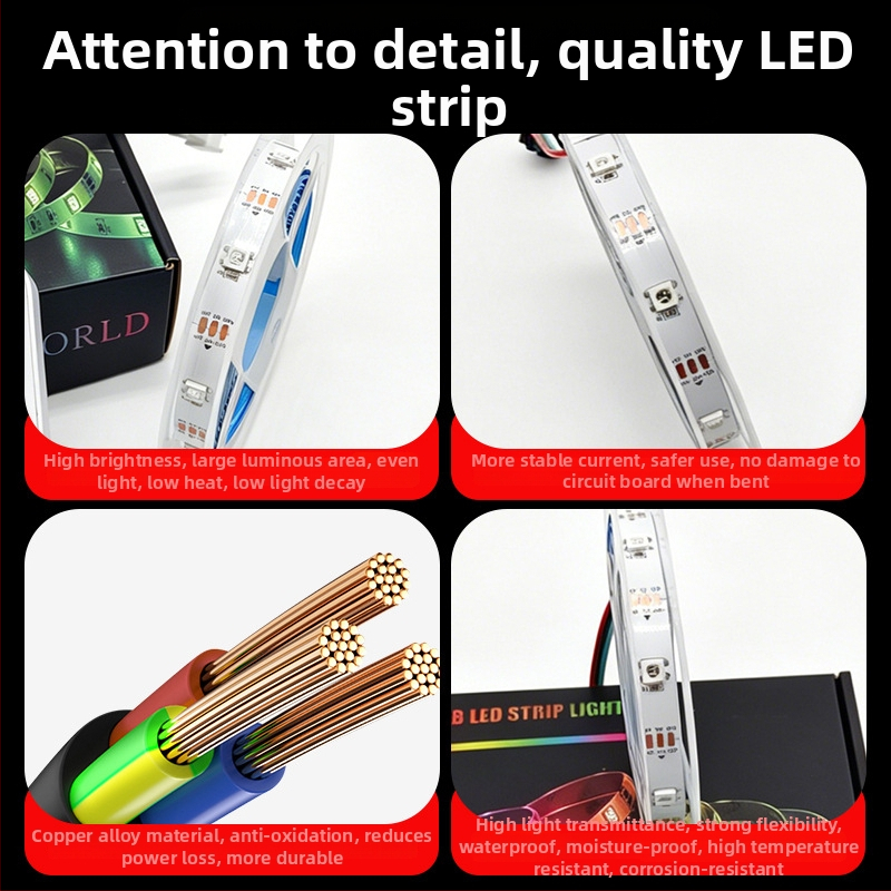 WiFi Bluetooth LED trak set, 5V niski napon, rezanje po dužini, ambijentalno osvjetljenje spavaće sobe, kućni dekorativni RGB trak