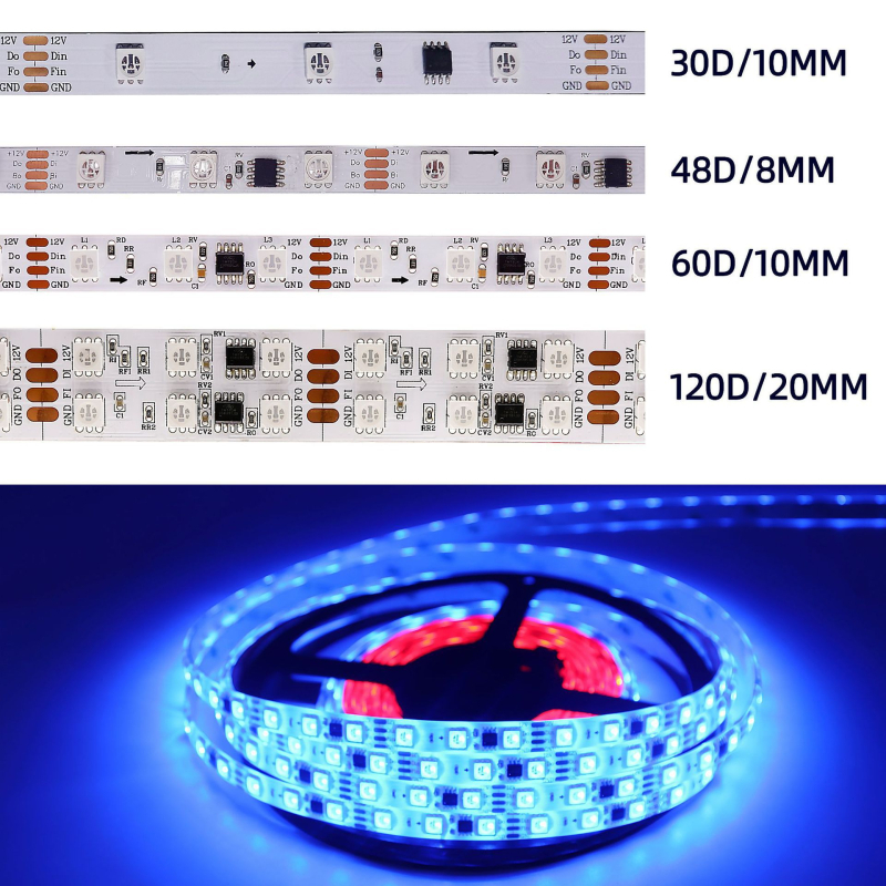 TM1934 Breakpoint Resume RGB LED traka 5050 RGB, 12V, 60 LED-ova, Programabilna za vanjsku upotrebu – inženjerski model