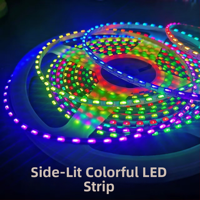 5V programabilna RGB LED traka s bočnim zračenjem, 144 LED, mogućnost regulacije svjetline, daljinski upravljač, gaming atmosfera, duljina 5 m