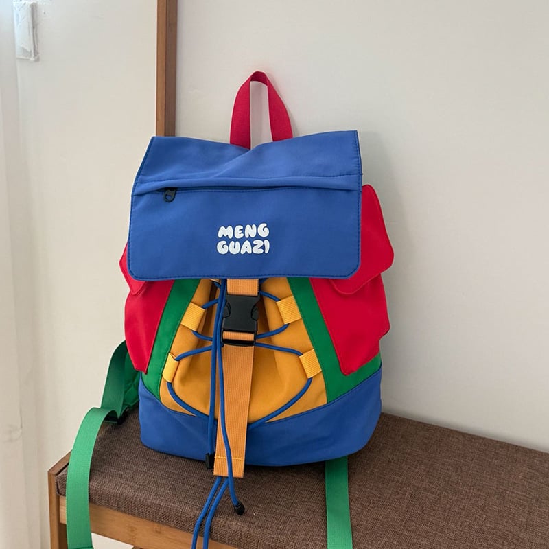 Školska torba u korejskom stilu s vezom i kontrastnim bojama, velika kapaciteta, svakodnevna unisex torba za osnovnoškolce, putna torba za djecu