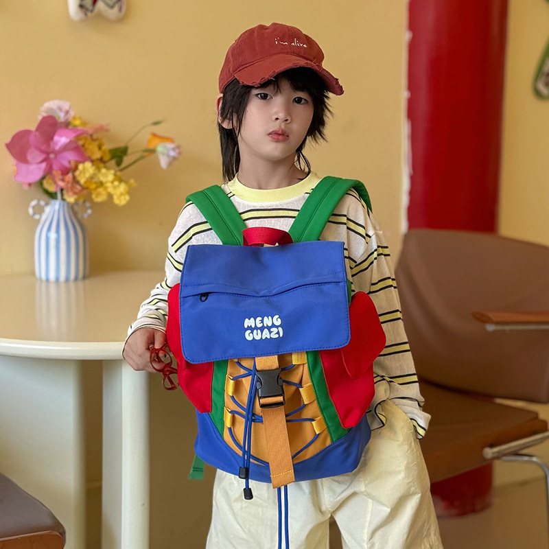 Školska torba u korejskom stilu s vezom i kontrastnim bojama, velika kapaciteta, svakodnevna unisex torba za osnovnoškolce, putna torba za djecu