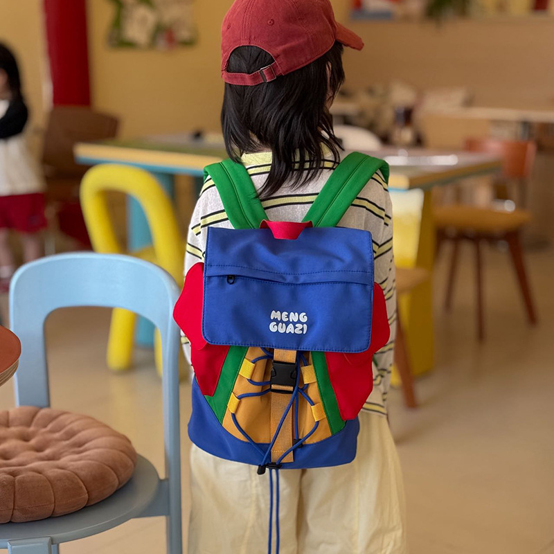 Školska torba u korejskom stilu s vezom i kontrastnim bojama, velika kapaciteta, svakodnevna unisex torba za osnovnoškolce, putna torba za djecu