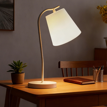 Bijeli i bež platneni sjenilo sa klipom za stolnu i stropnu lampu, 90×130×140 mm