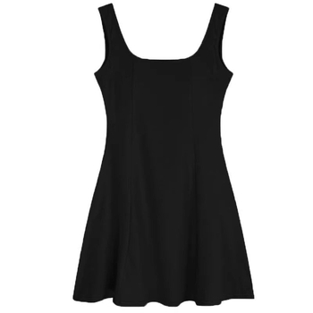 Crna haljina na tanke naramenice, francuski stil, elegantna kratka ljetna haljina, Hepburn stil, za niski rast