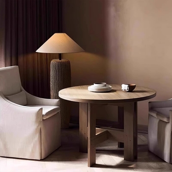 Designer állólámpa textil árnyékolóval Wabi-Sabi stílusban – retro dekor hotelokhoz és vendégházakhoz