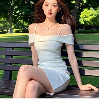 TZ4485 Váll nélküli rövid ruha, koreai stílus, elegáns és szexi