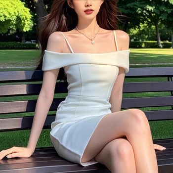 TZ4485 Váll nélküli rövid ruha, koreai stílus, elegáns és szexi