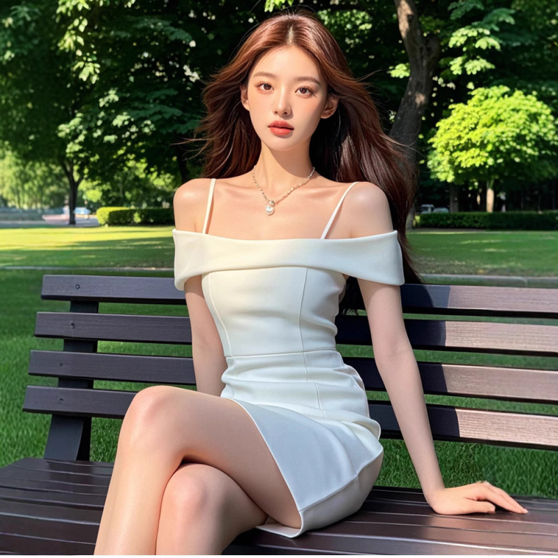 TZ4485 Váll nélküli rövid ruha, koreai stílus, elegáns és szexi