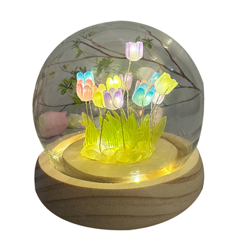 Stakleni abažur u obliku tulipana, noćna svjetiljka, ručna izrada, DIY materijali, stolna lampa s buketom, rasvjeta za atmosferu, moderni minimalistički stil