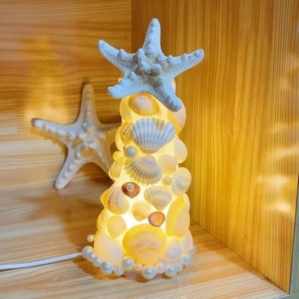 Lampa od školjke DIY – noćna svjetiljka, desktop dekoracija, ručni rad, poklon za djevojku za rođendan