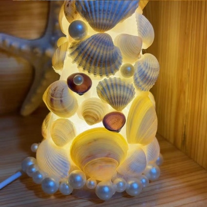 Lampa od školjke DIY – noćna svjetiljka, desktop dekoracija, ručni rad, poklon za djevojku za rođendan