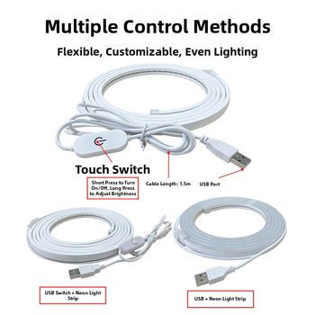 5V silikonski fleksibilni LED neonski trak s USB-om i kućištem za baterije, prekidač, za ogledalo za šminkanje, vodootporno ambijentalno linearno svjetlo