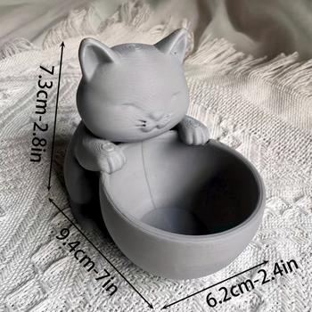 3D-nyomtatott macska alakú szukkulens tartó, kis növényekhez