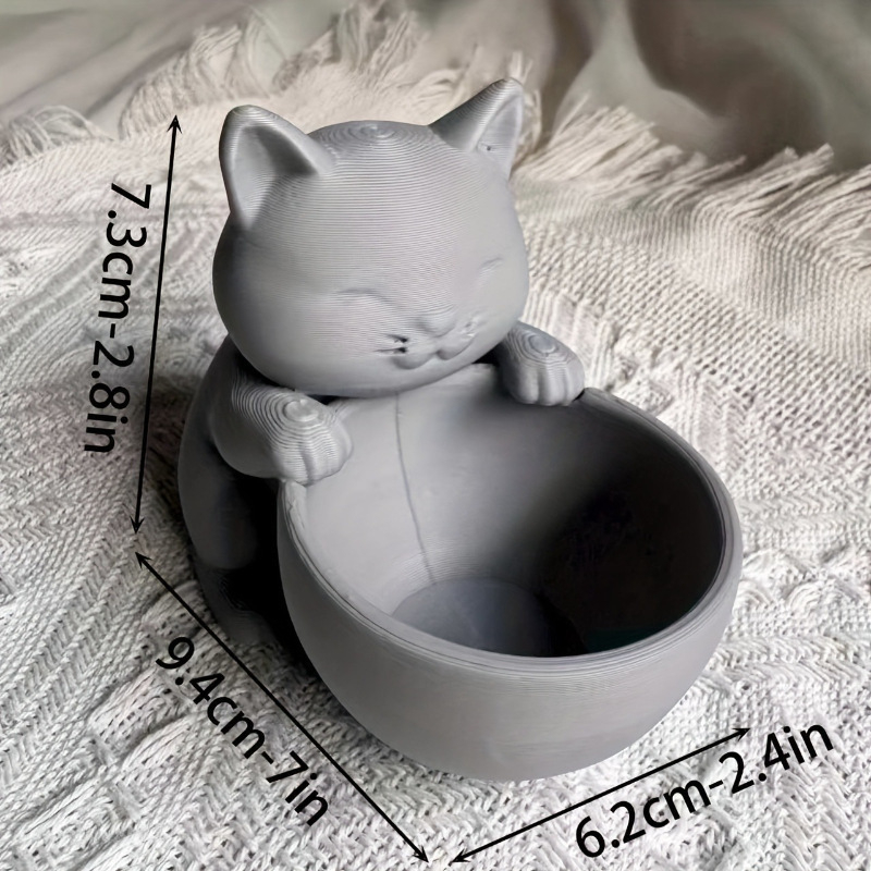3D-nyomtatott macska alakú szukkulens tartó, kis növényekhez
