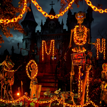 Νέα LED αλυσίδα φώτων Halloween με πολύχρωμα φώτα, μπαταριοδοτούμενο διακοσμητικό φως ατμόσφαιρας για μπαρ και εορταστικά πάρτι