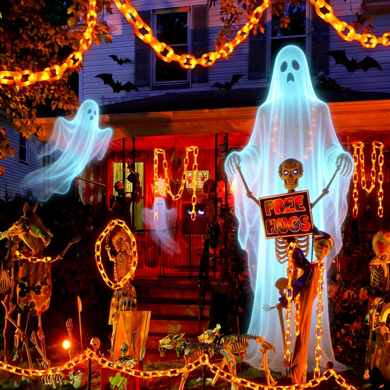 Νέα LED αλυσίδα φώτων Halloween με πολύχρωμα φώτα, μπαταριοδοτούμενο διακοσμητικό φως ατμόσφαιρας για μπαρ και εορταστικά πάρτι