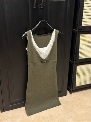 26 ljeto: nova haljina iz Miu serije, priča o šumi, korejski stil s V-izrezom, čipka uz pleteni slip-dress