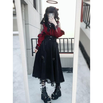 Ženski dvodijelni Lolita set: bluza s čipkom u japanskom stilu i suknja s visokim strukom