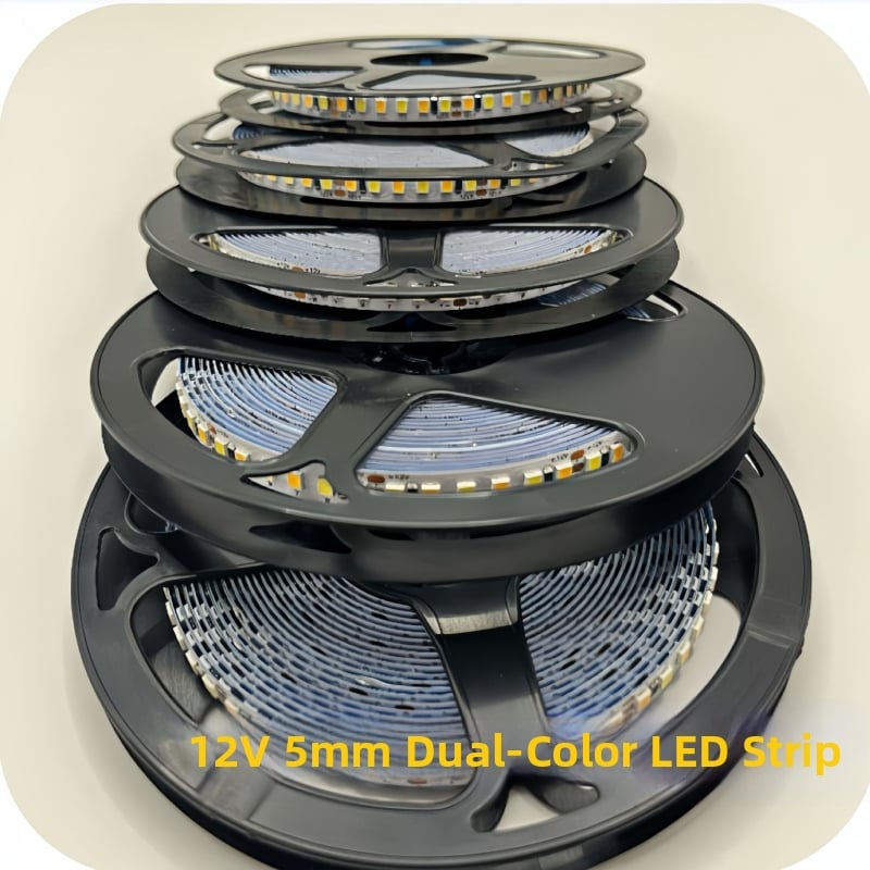 Λωρίδα LED για ντουλάπια, αυτοκόλλητη, διπλής θερμοκρασίας χρώματος και τρία επίπεδα ρύθμισης φωτισμού, εύκαμπτη, εσωτερική χρήση, 5V-12V χαμηλής τάσης, μοντέλο 2835, Jingruite