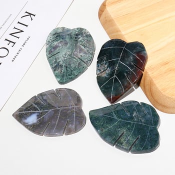 Természetes kristály- agat levél gravírozva, dekoratív nyers kristálykő otthonra és irodába, nagykereskedelmi