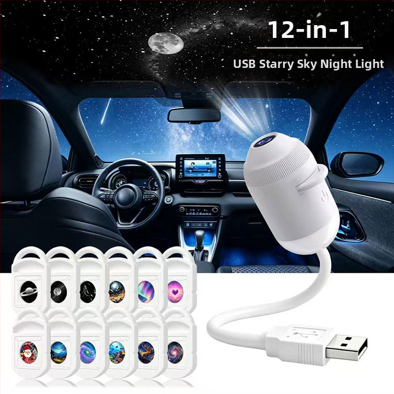 USB projektor zvjezdano nebo za unutarnji prostor automobila i spavaću sobu – galaktičko ambijentalno osvjetljenje