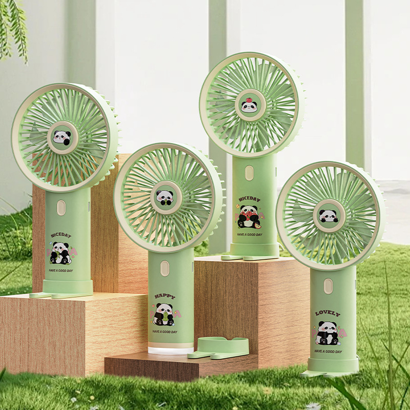 Panda kézben tartható USB-s újratölthető mini ventilátor, aranyos rajzfilm dizájn, hordozható ajándék