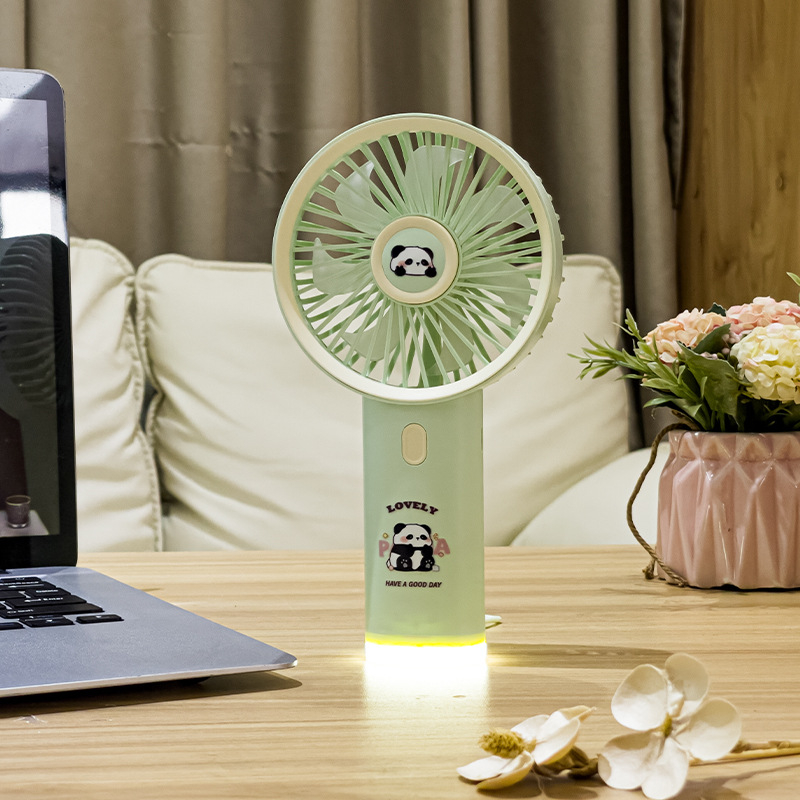 Panda kézben tartható USB-s újratölthető mini ventilátor, aranyos rajzfilm dizájn, hordozható ajándék