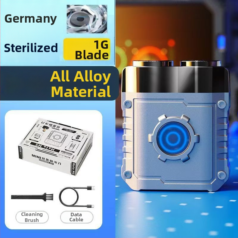 Vízálló mini elektromos borotva férfiak számára, utazó méret, forgó kétfejű fej, alumíniumötvözet test, nedves/száraz használat, újratölthető