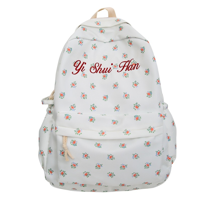 Nylon ruksak s floralnim uzorkom, velika kapacitet 20–35 L, udobne zakrivljene naramenice, za srednju školu i fakultet, može primiti 15-inčni laptop