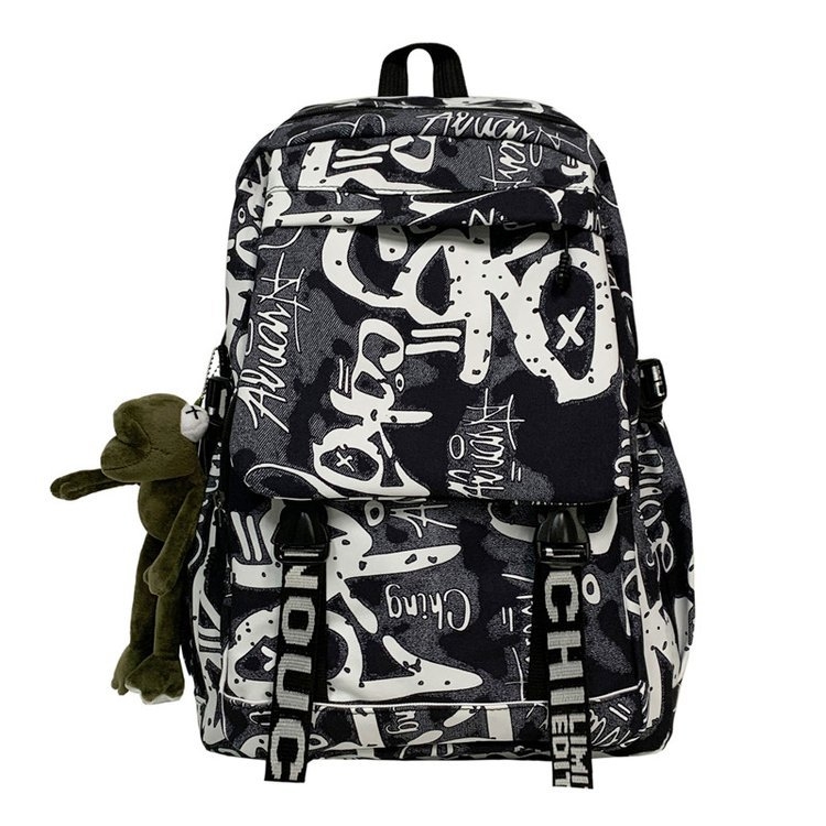 Rucsac școlar cu design graffiti, capacitate mare, unisex pentru elevi de gimnaziu și liceu