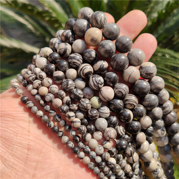 Prirodne crne okrugle perle od kamena, 8 mm – labave perle za ručno pletene narukvice i ogrlice, DIY nakit materijal