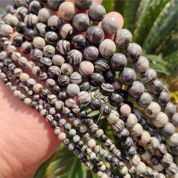 Prirodne crne okrugle perle od kamena, 8 mm – labave perle za ručno pletene narukvice i ogrlice, DIY nakit materijal
