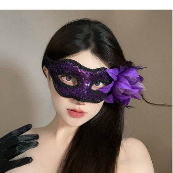 Halloween polu-lice maska s čipkom i perima – rekviziti za zabave za odrasle i djecu