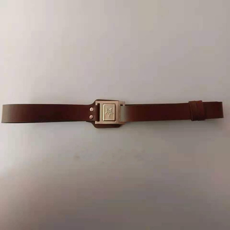 Curea pentru copii, stil militar maro, accesorii pentru costume și reprezentații, curea de talie din piele sintetică cu cataramă metalică