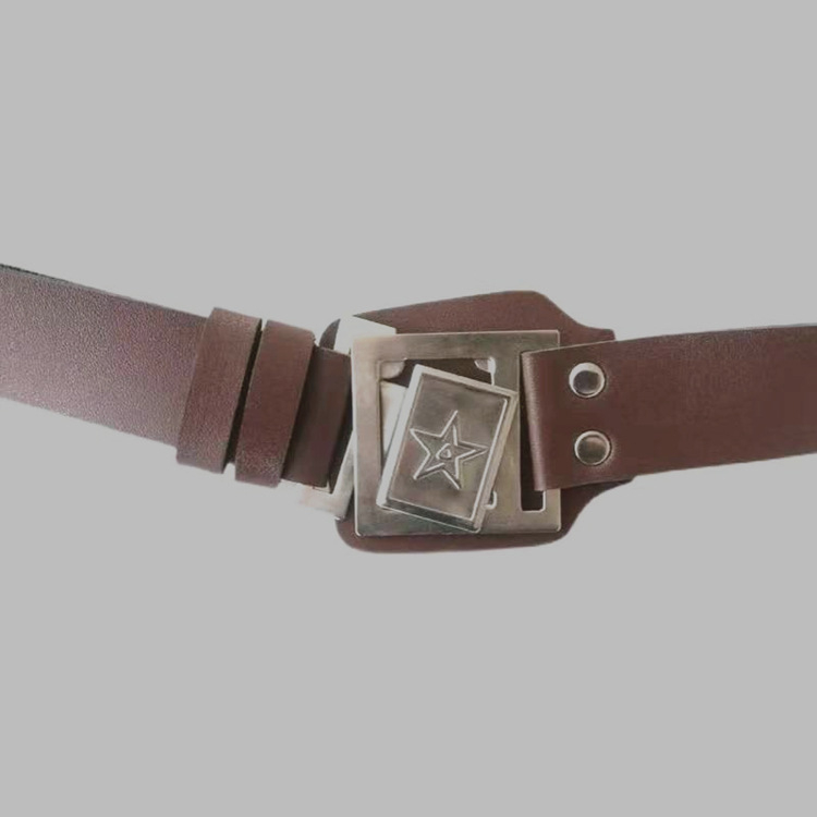Curea pentru copii, stil militar maro, accesorii pentru costume și reprezentații, curea de talie din piele sintetică cu cataramă metalică