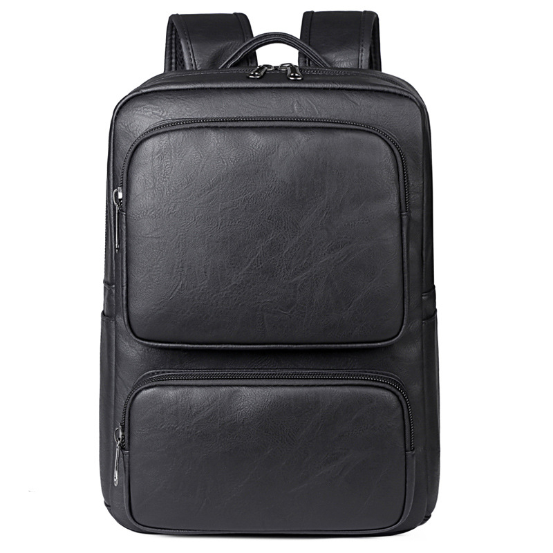 Rucsac din PU pentru laptop, bărbați, 15,6 inch, stil de afaceri, culoare solidă