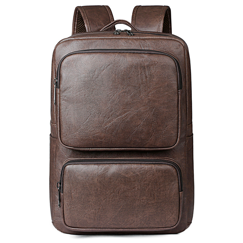 Rucsac din PU pentru laptop, bărbați, 15,6 inch, stil de afaceri, culoare solidă