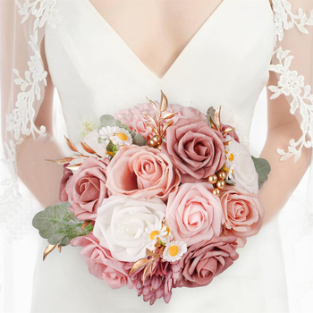 Bouquet od umjetnih ruža za mladenku i kumu, luksuzni rekvizit za vjenčanje i fotografiranje