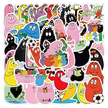 Barbapapa αυτοκόλλητα κινούμένων σχεδίων, σετ 50 τεμάχια, αυτοκόλλητα για αυτοκίνητο, τετράδιο και θήκη κινητού