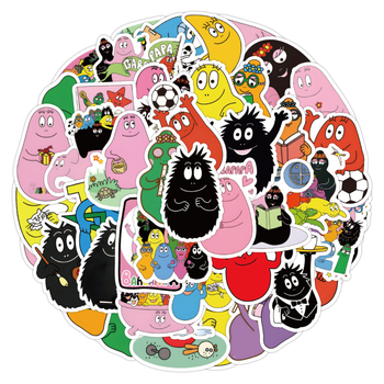 Barbapapa αυτοκόλλητα κινούμένων σχεδίων, σετ 50 τεμάχια, αυτοκόλλητα για αυτοκίνητο, τετράδιο και θήκη κινητού