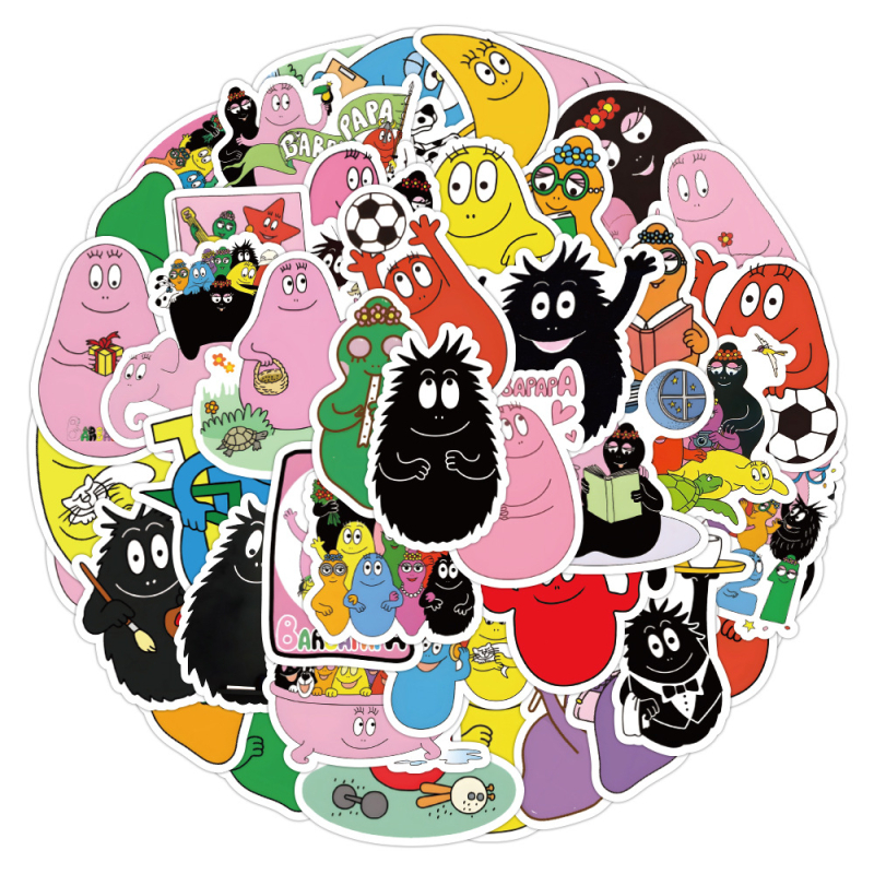 Barbapapa αυτοκόλλητα κινούμένων σχεδίων, σετ 50 τεμάχια, αυτοκόλλητα για αυτοκίνητο, τετράδιο και θήκη κινητού