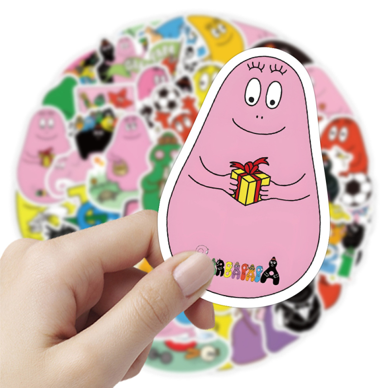 Barbapapa αυτοκόλλητα κινούμένων σχεδίων, σετ 50 τεμάχια, αυτοκόλλητα για αυτοκίνητο, τετράδιο και θήκη κινητού