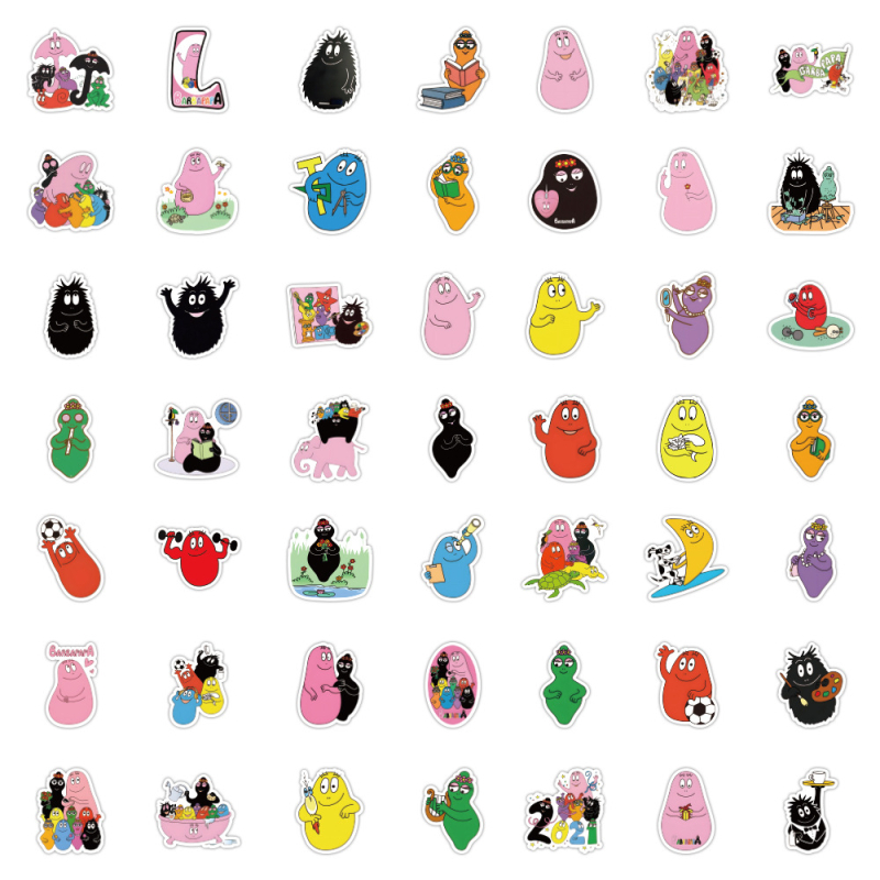 Barbapapa αυτοκόλλητα κινούμένων σχεδίων, σετ 50 τεμάχια, αυτοκόλλητα για αυτοκίνητο, τετράδιο και θήκη κινητού