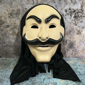 Halloweenre készült horror maszk fejfedő, smink- és cosplay kellék, ijesztő rekvizitum bulihoz