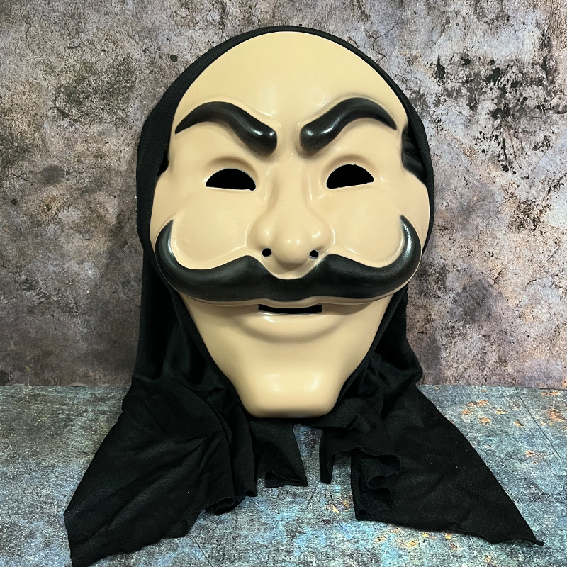 Halloweenre készült horror maszk fejfedő, smink- és cosplay kellék, ijesztő rekvizitum bulihoz