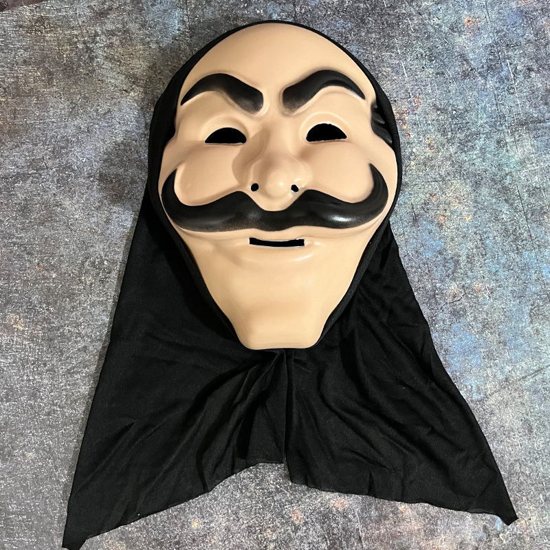 Halloweenre készült horror maszk fejfedő, smink- és cosplay kellék, ijesztő rekvizitum bulihoz